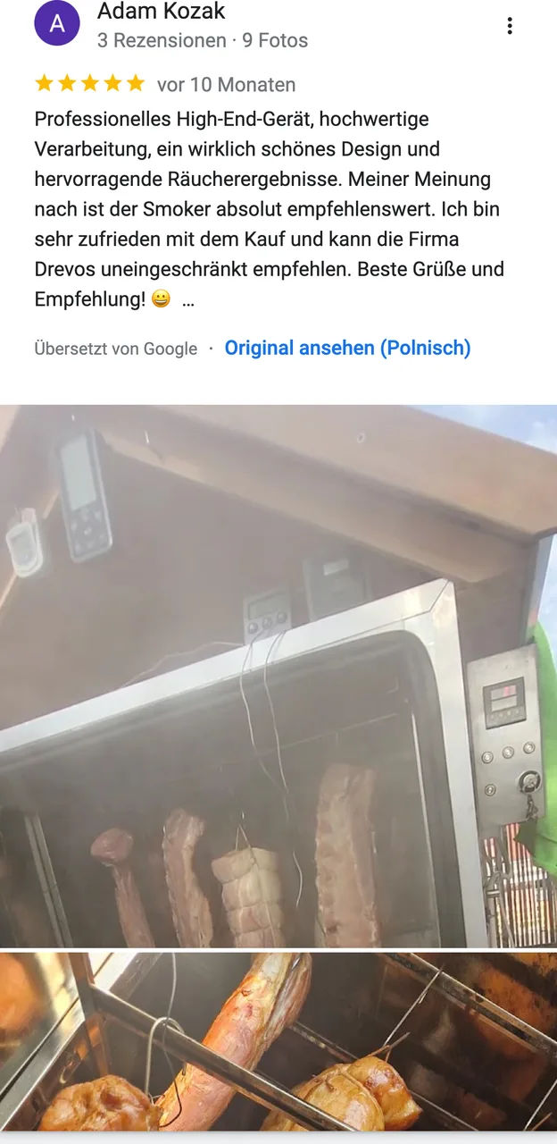 DREVOS-Kundenbewertung bei Google: Adam Kozak, 5 von 5 — Screenshot