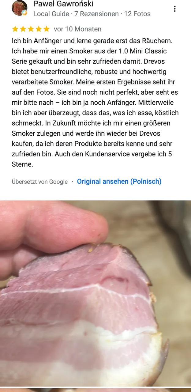DREVOS-Kundenbewertung bei Google: Paweł Gawroński, 5 von 5 — Screenshot