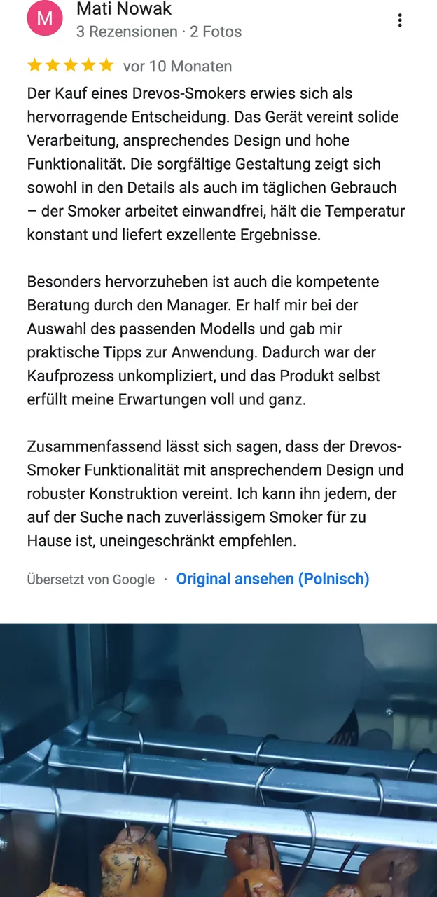 DREVOS-Kundenbewertung bei Google: Mati Nowak, 5 von 5 — Screenshot